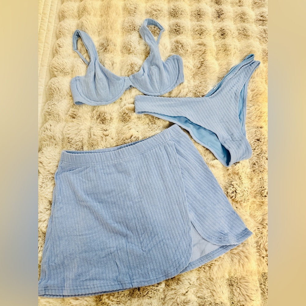 Abercrombie and Fitch Terrycloth French Blue Bikini Swim Coverup Set Medium